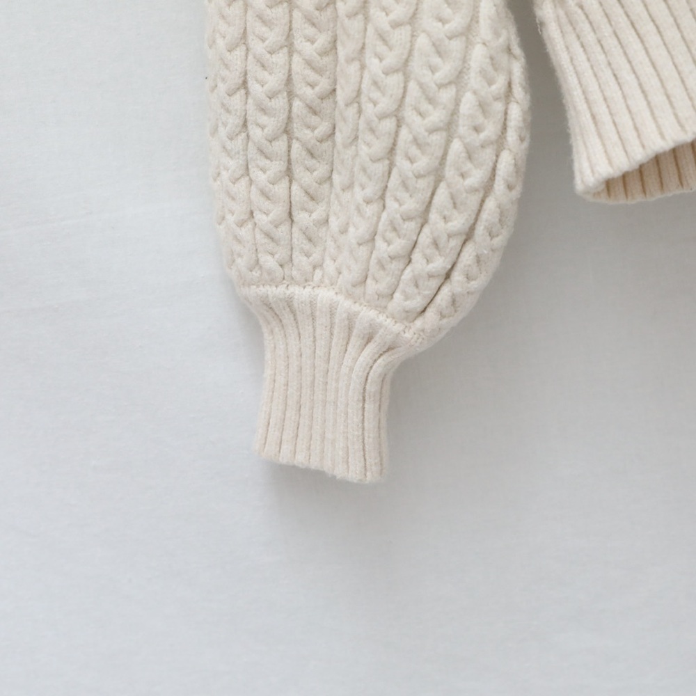 Tahari Cable stitch Turtleneck Sweater stretch cozy winter warm off-white cottag - Picture 5 of 8